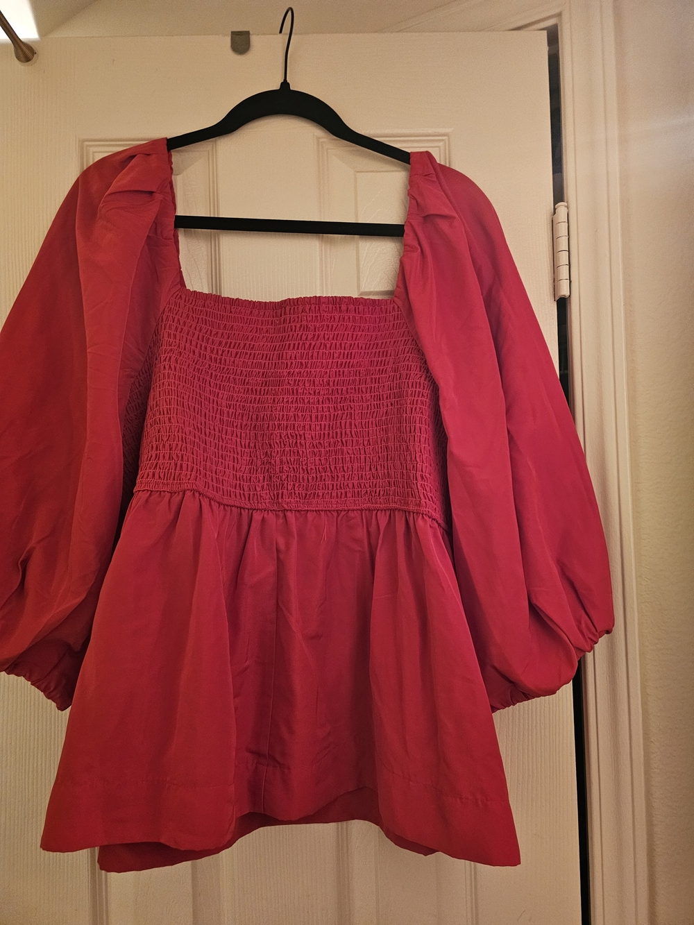 ❤️ Free Assembly Red Peplum Top XXL Plus Size | Puff Sleeve Square Neck Blouse - Picture 3 of 4